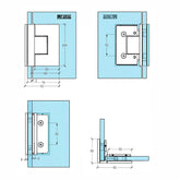 Forge Frameless Shower Hinge Heavy Duty Adjustable Glass to Glass 90 Degrees - Antique Brass